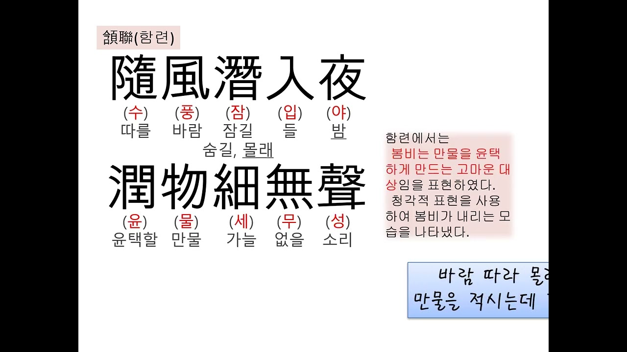 고등학교 한문 수업_다락원 교과서_14과 춘야희우 _ 2009 개정