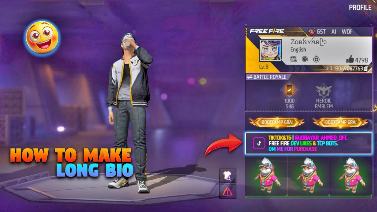 FREE FIRE LONG BIO EASY TUTORIAL 😱 | HOW TO MAKE LONG BIO IN FREE FIRE PROFILE 100% WORKING VIDEO 💀