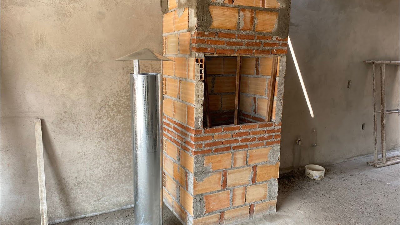 Como fazer #churrasqueira de alvenaria, parte da #coifa(chaminé)