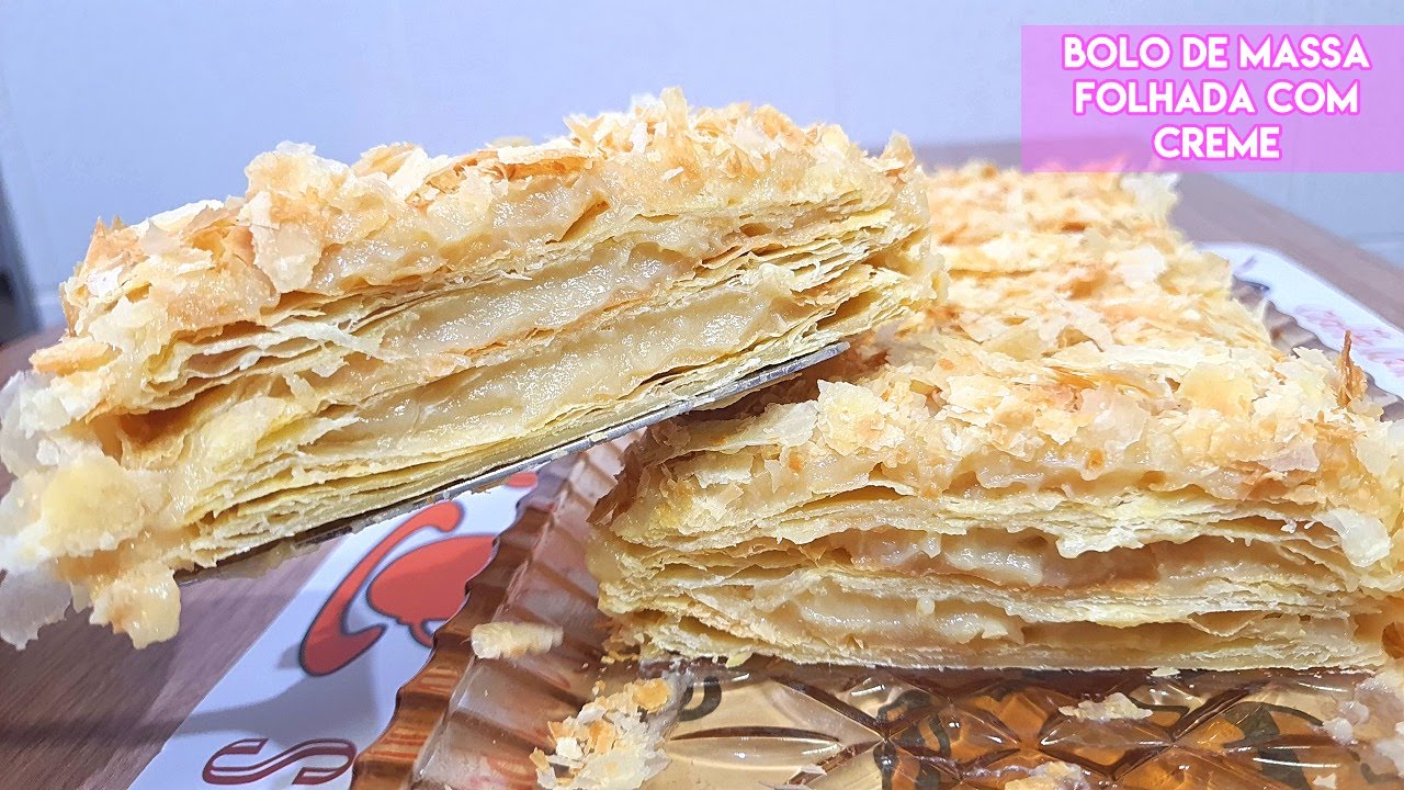 BOLO DE MASSA FOLHADA COM CREME - FICA SUPER LEVE E CROCANTE!!!