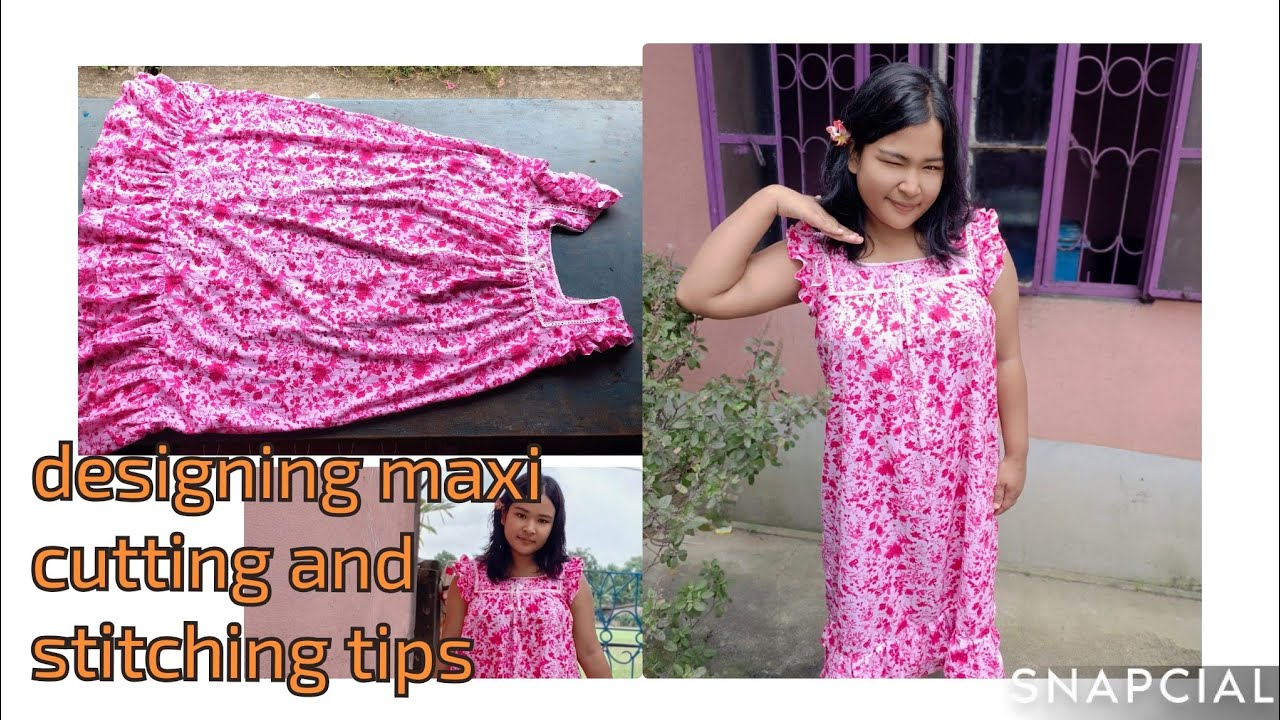 Double split maxi cutting and stitching|| Lace attach nighty sewing tips || #maxidesigh #layeredmaxi