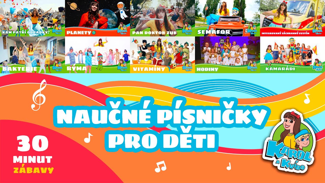 Naučné písničky pro děti - Karol a Kvído - 35 minut zábavy