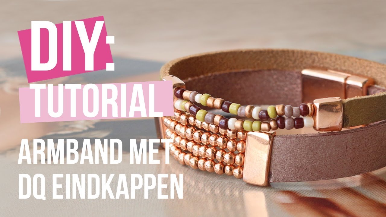 Sieraden maken: Armband Miyuki met DQ leer en eindkappen ♡ DIY