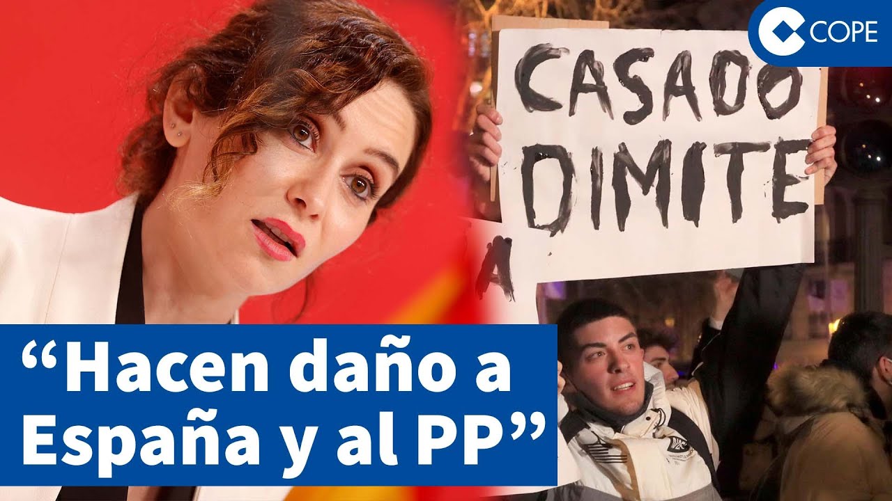 Manifestantes pro Ayuso, ante la sede del PP: “Se la quieren cepillar porque tiene fuerza”