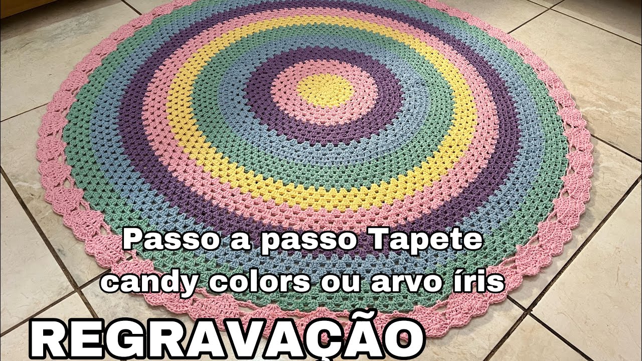 Passo a passo do tapete arco íris,tapete redondo simples,fácil e econômico com valor de venda
