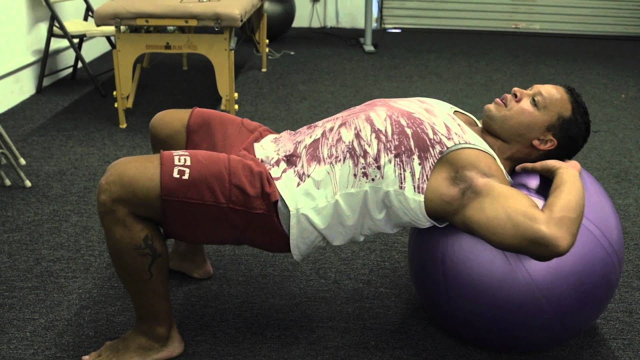 Swiss Ball Hip Thrusters (for upper hamstrings, abs & glutes)