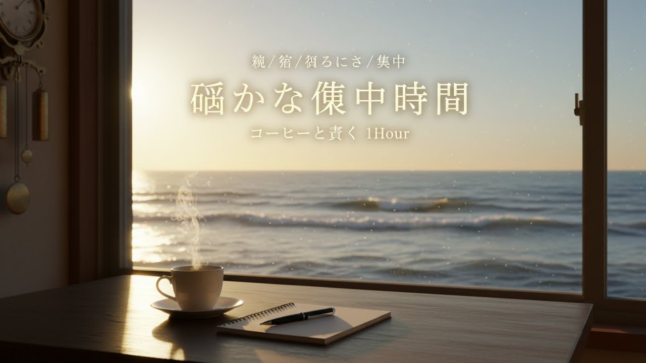 【勉強・作業用BGM】朝の海を眺めながら、コーヒーと書く静かな集中時間《1 Hour》【作業用BGM / 集中 / リラックス】[No Ads]