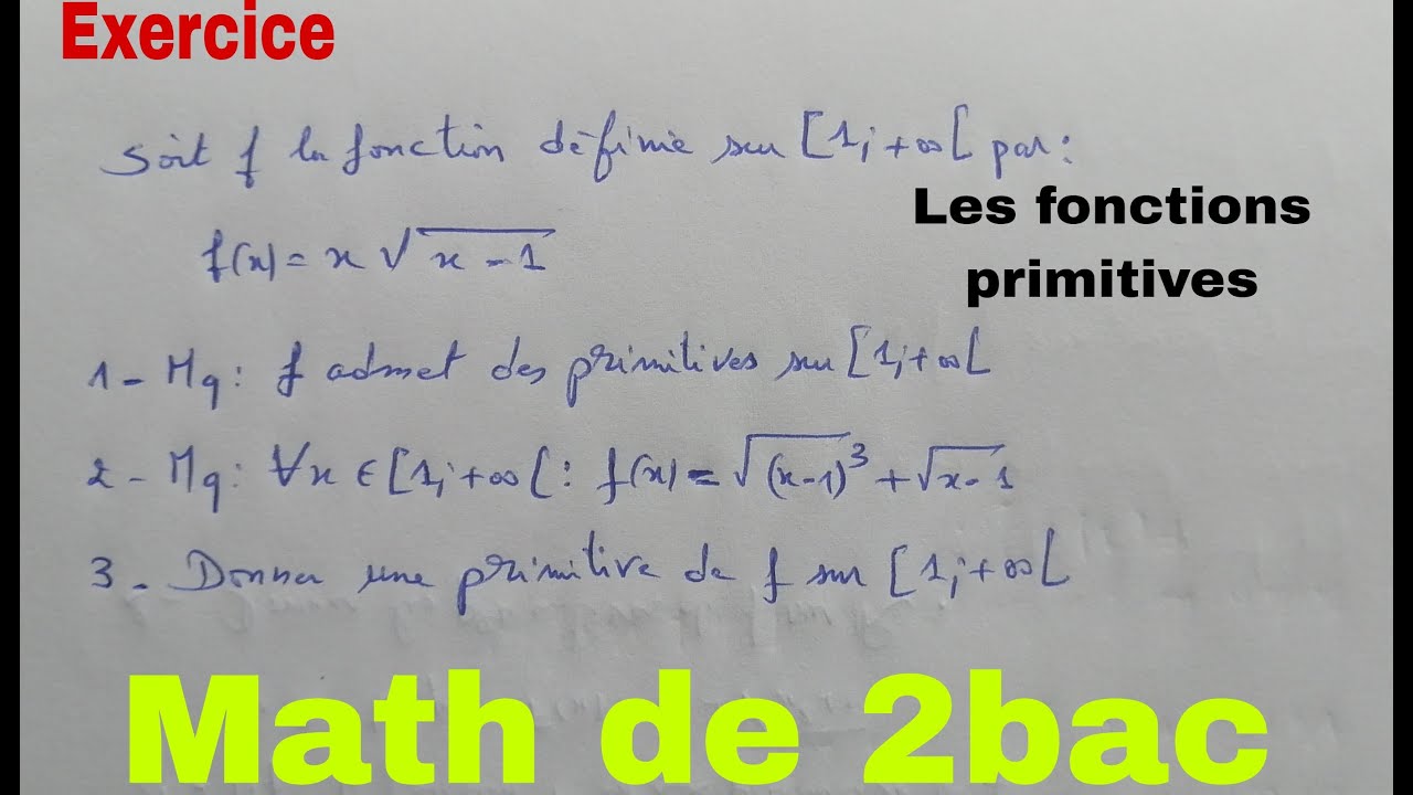 les fonctions primitives.....math de 2bac