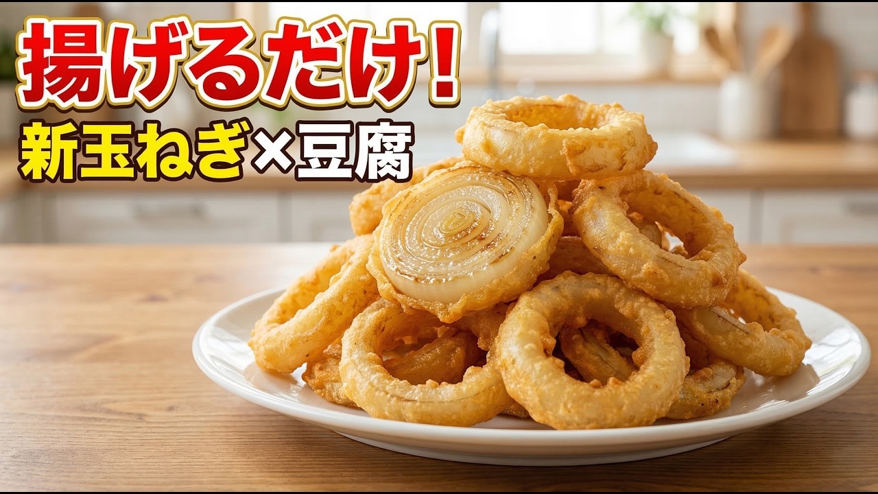 【簡単！揚げるだけ】新玉ねぎの豆腐リング揚げ｜節約・ヘルシー副菜