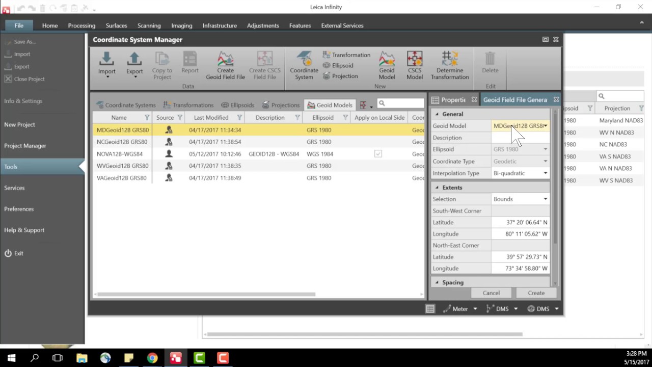 Leica Infinity - Create Geoid Model Field File