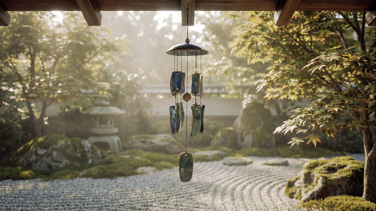 Zen Garden Wind Chimes | Gentle Birds & Ceramic Chimes | 4K 60fps | Relaxing Ambience | 10H