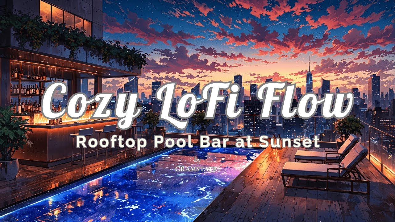 Rooftop Pool Bar at Sunset – 1 Hour Lo-Fi Chillhop & Smooth Jazz for Relaxation & Study