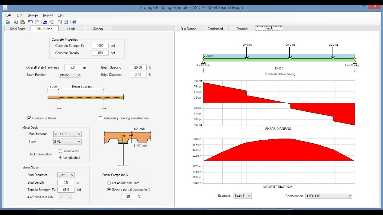 Composite Beam Design Example Using ASDIP STEEL