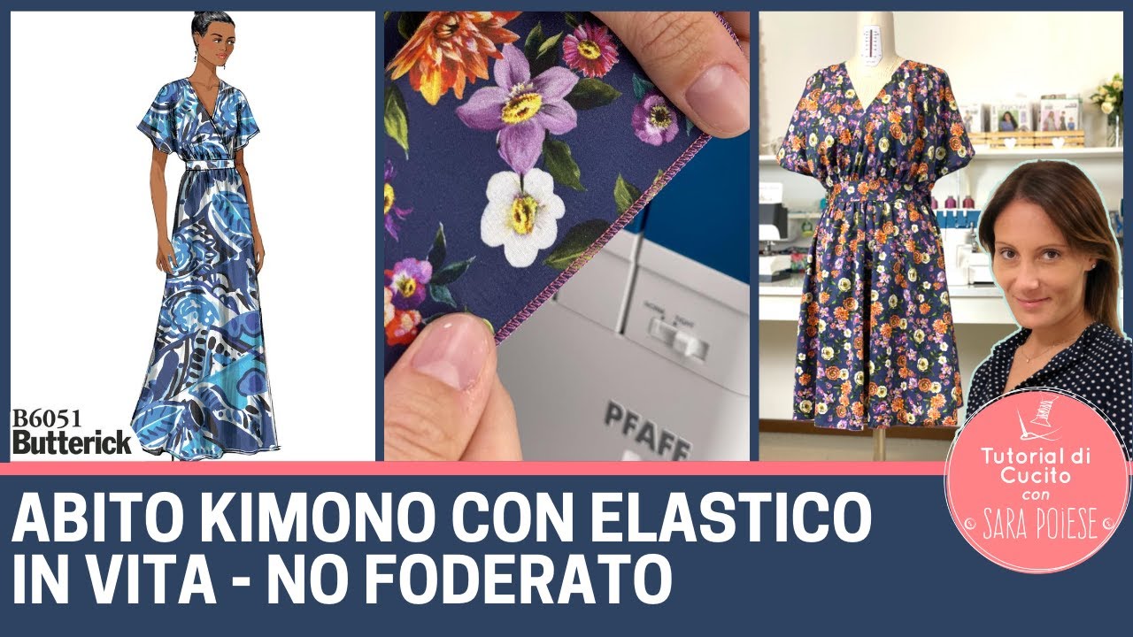 Abito kimono Butterick B6051 con elastico in vita | in sartoria con Sara Poiese
