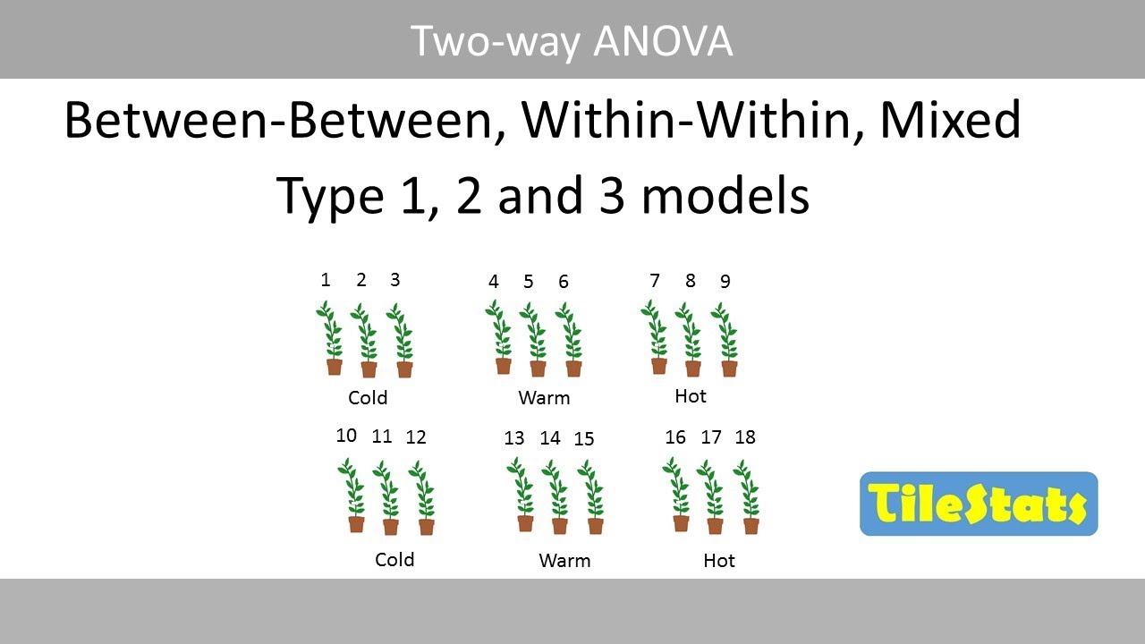 Two-way ANOVA - Within-Within, Between-Between, Mixed, type I, II, III models
