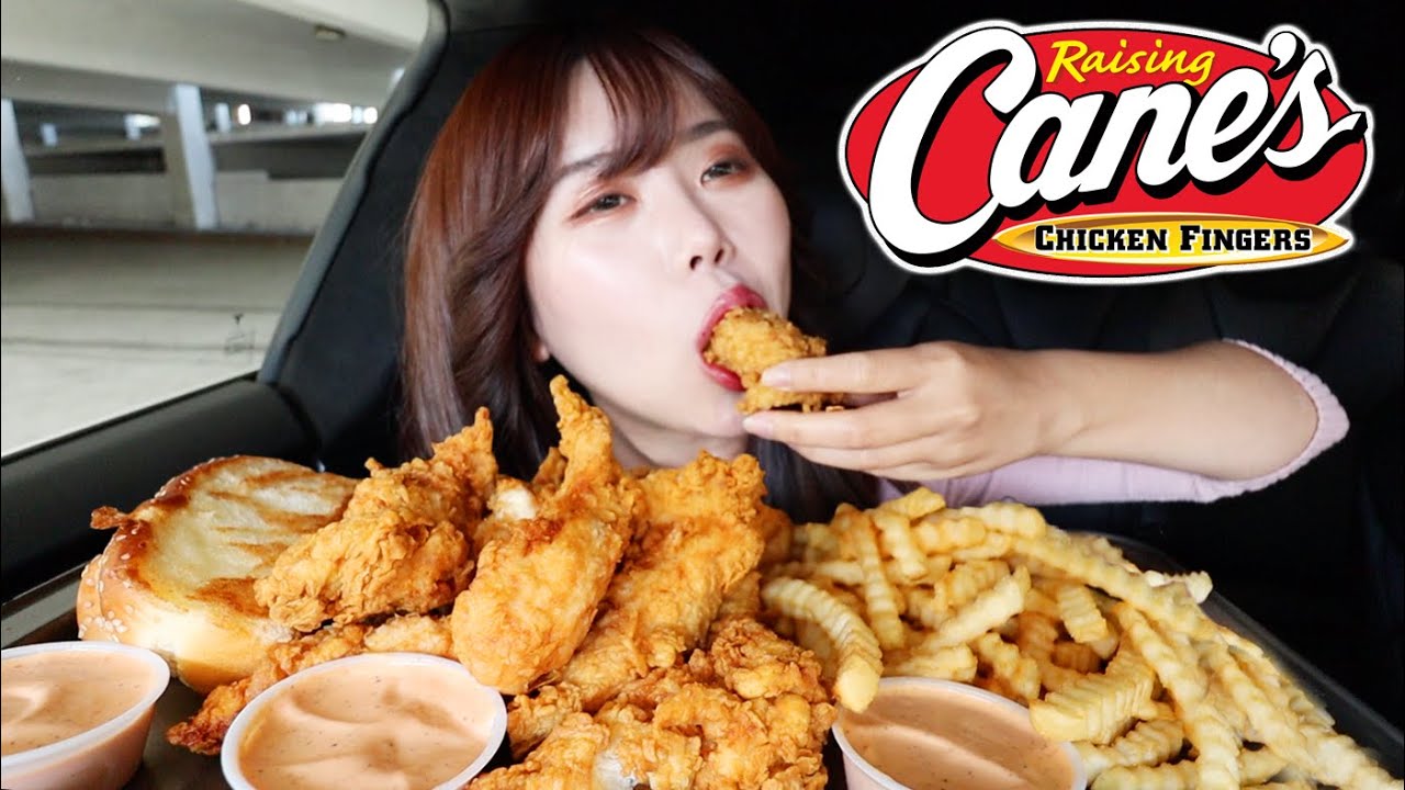 RAISING CANES MUKBANG 먹방 (Fried Chicken Tenders & Sauce, Crinkle Cut Fries, Texas Toast, Sweet Tea)