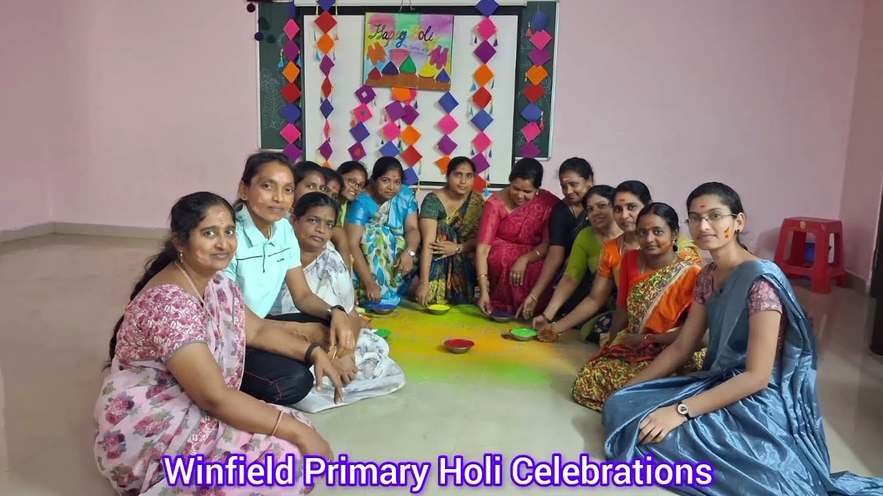 Holi celebrations | Primary classes at Winfield High School, Khammam