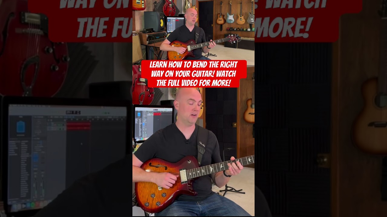 Learn the right way to bend and vibrato on your bend! Watch the full video #guitarlesson #guitarist