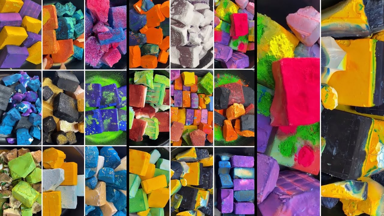 Extremely dusty and powdery dyed gym chalk | Compilation video | Anxiety Relief | ASMR | Edit