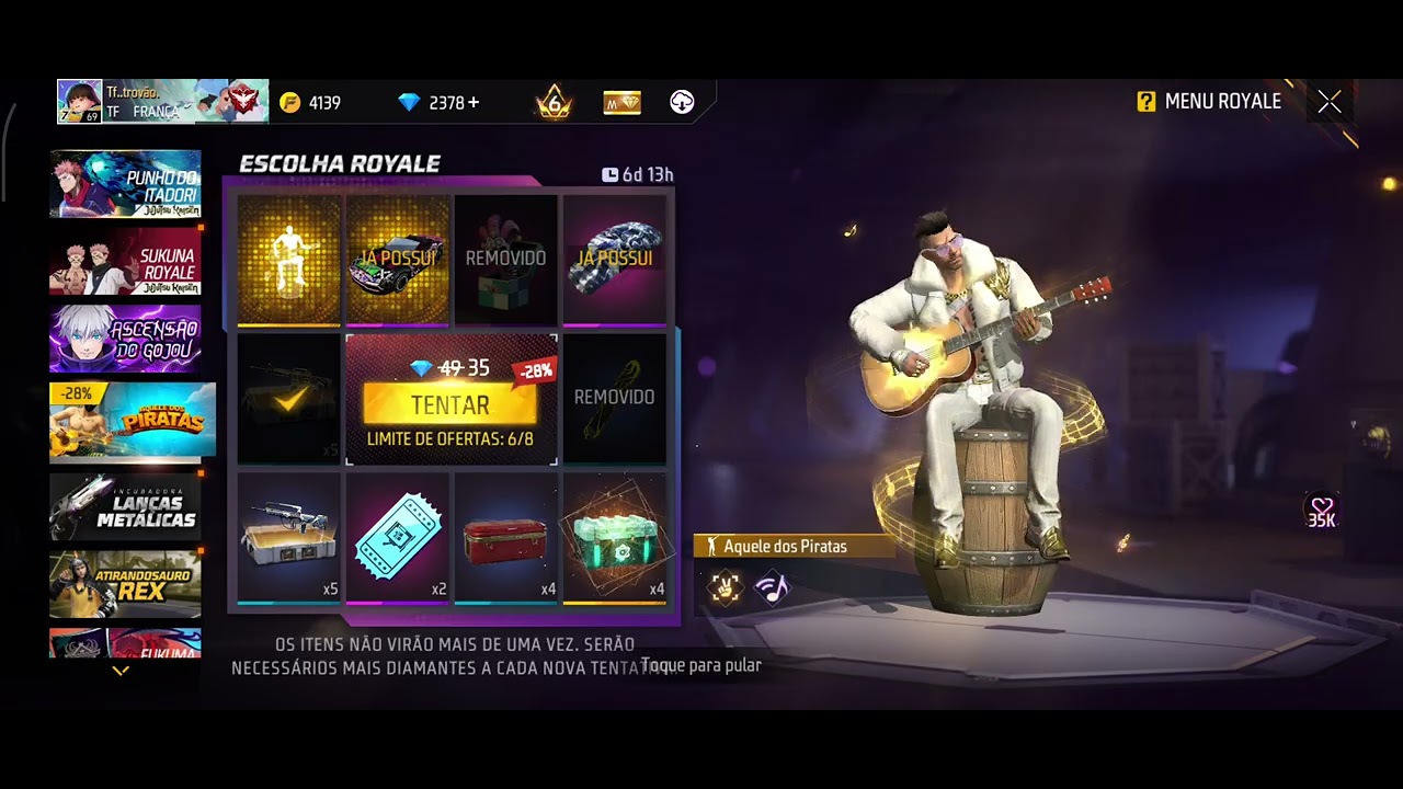 Pegando o novo emote do pirata 