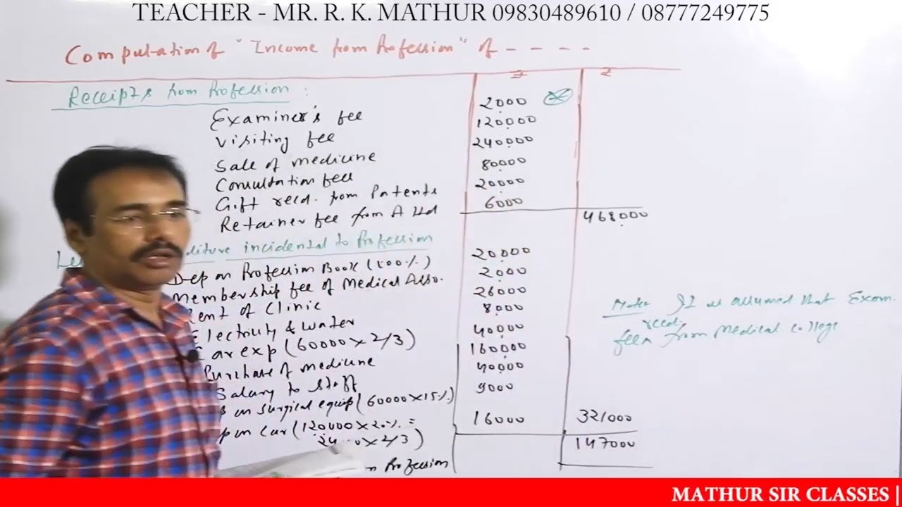 Income from Profession Part 2 with solved sums | Direct tax | Mathur Sir Classes