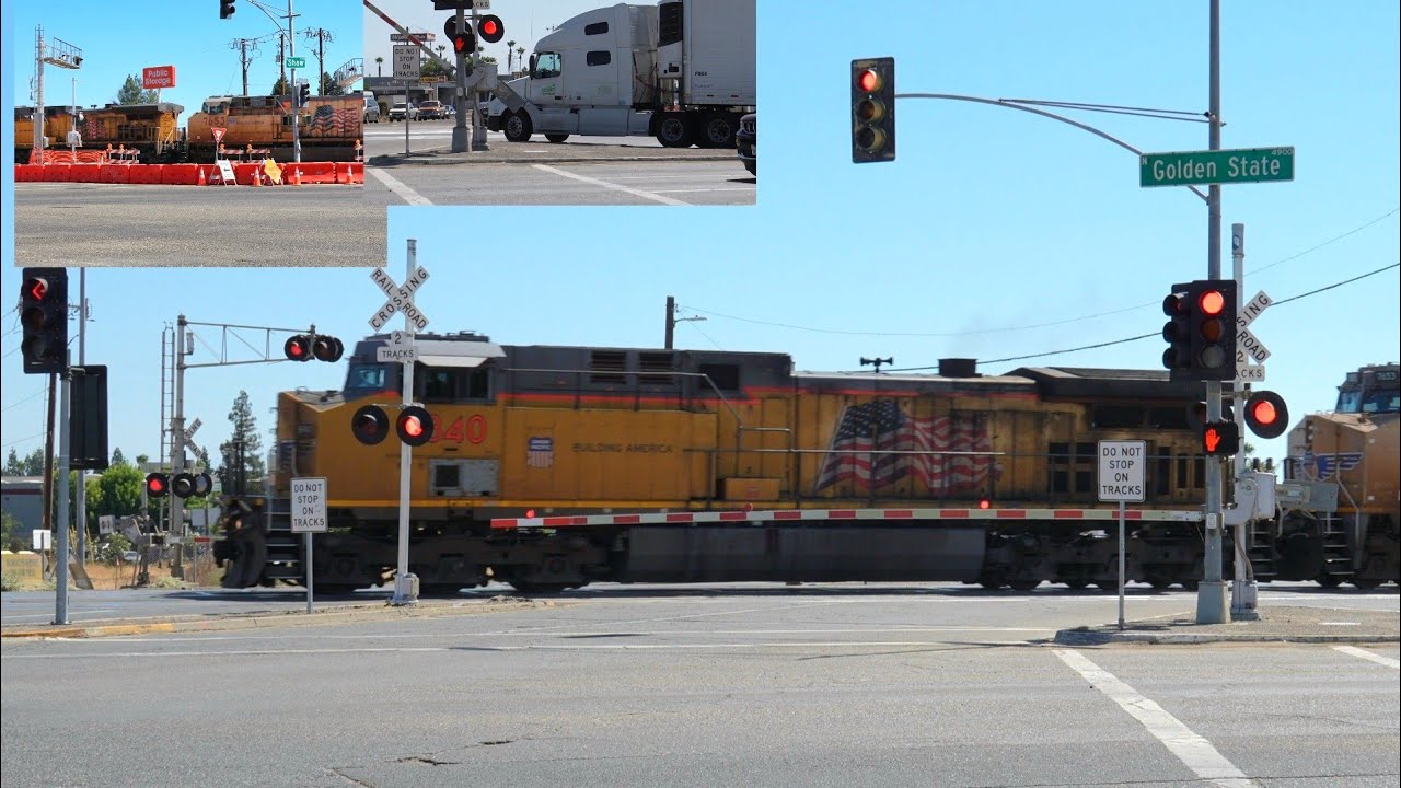 UP 6840 Z Intermodal North | W Shaw Ave. Railroad Crossing, Fresno CA - Before Shoofly Temp Xing