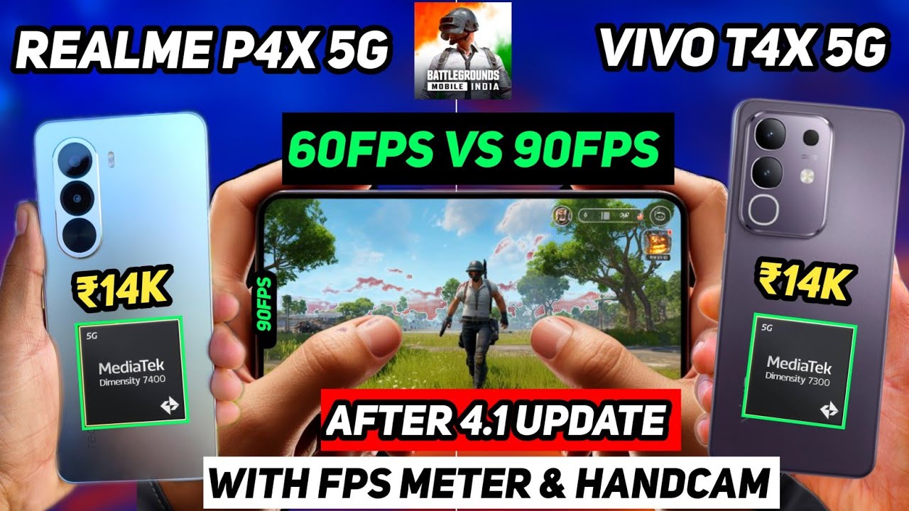 ⚡DON'T BUY WRONG PHONE | REALME P4X 5g vs Vivo T4X 5g | 60 FPS vs 90 FPS Gaming comparison|