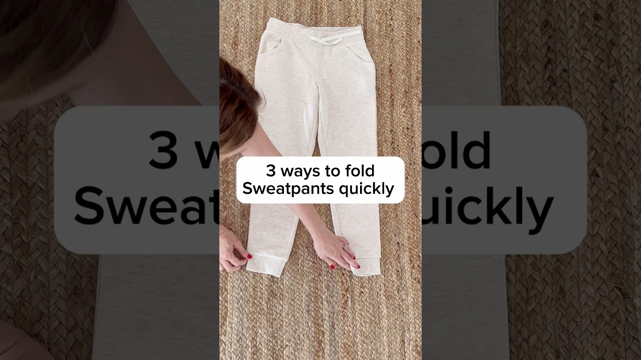 3 ways to quickly fold sweatpants #howto #folding #organization #homehacks #sweatpants #tutorial