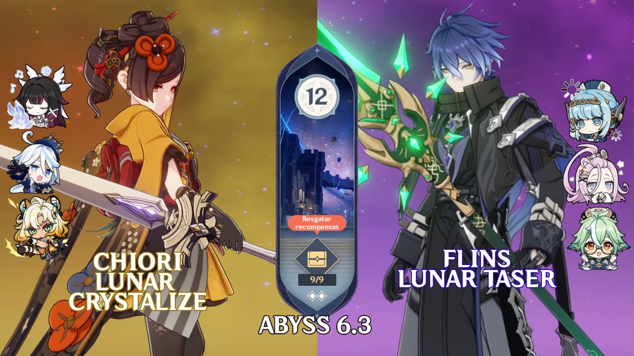 C0 Chiori Lunar Crystalize & C0 Flins Lunar Taser | Genshin Impact Abyss 6.3 Floor 12 9 Stars