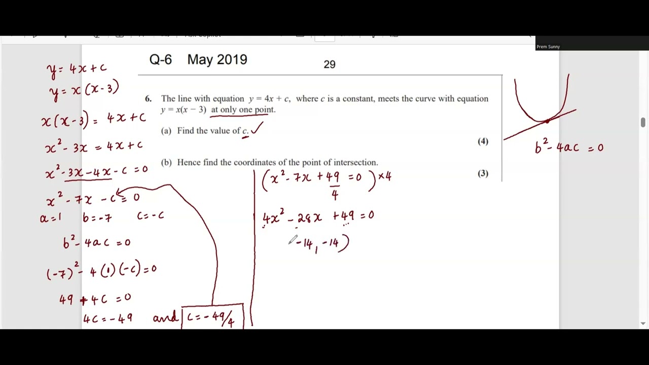 May 2019 Question 2   Pure Math 1   Quadratics #pearsonedexcel #puremaths