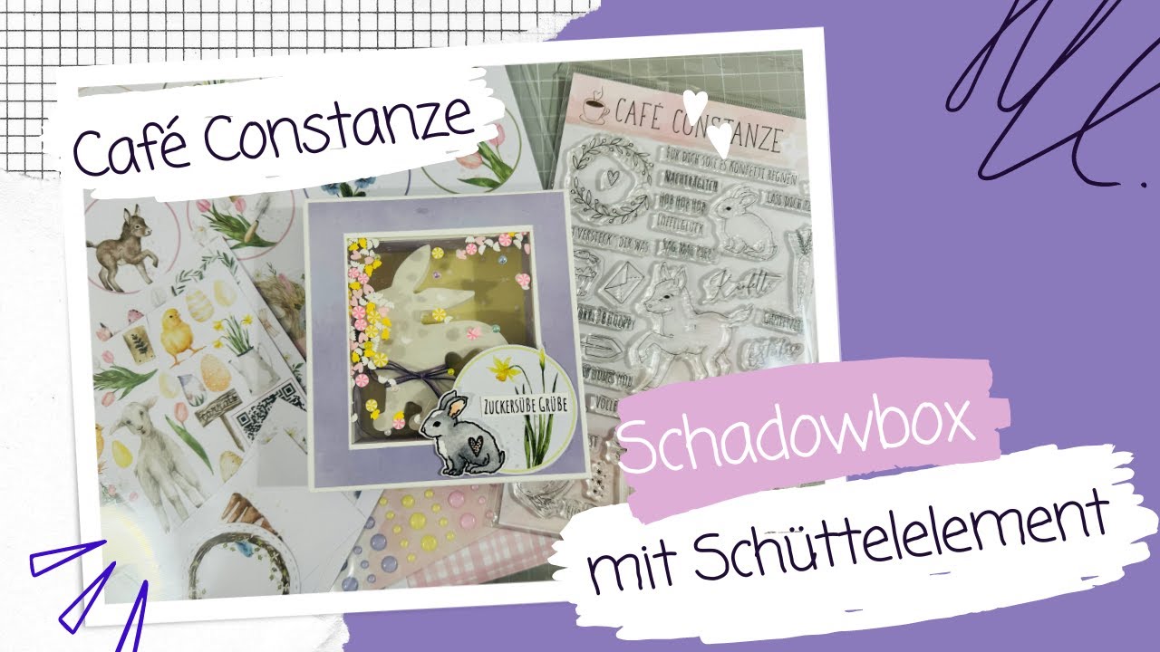 Shadowbox basteln Café Constanze #ostergarten2024, Schüttelbox, Raysin Hase Beton giessen DIY