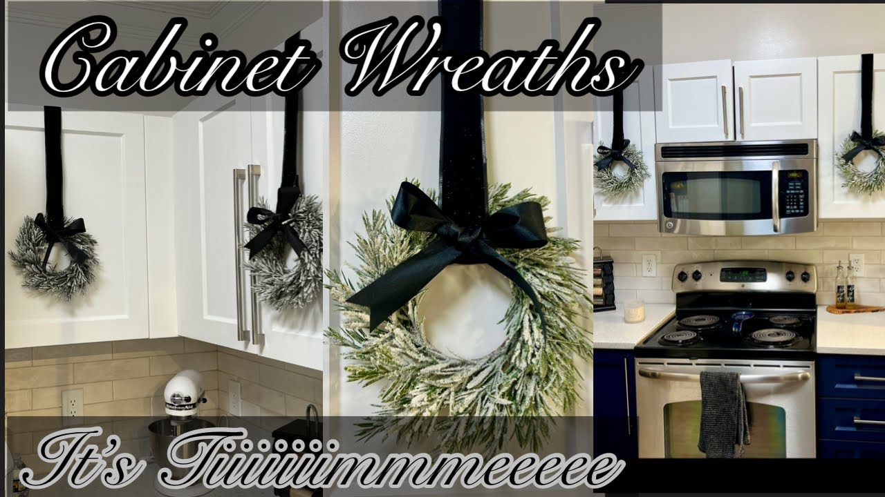 Cabinet Wreaths | festive kitchen decor  | Christmas Kitchen Decor