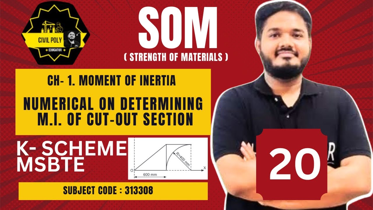 NUMERICAL ON M.I. OF CUT-OUT SECTION | STRENGTH OF MATERIALS | SOM  | MSBTE | 313308 | K Scheme |