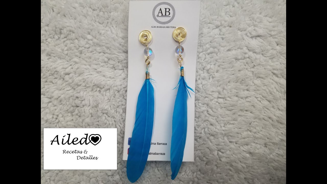 Aretes de Pluma Engarzada con piedra Ópalo