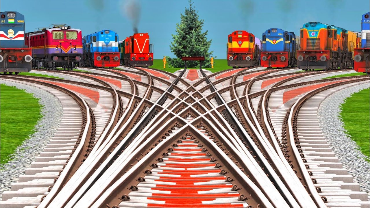 High Speed Train Crossing on Realistic Domestic TrackReal Indian Rail Track Crossing Simulation