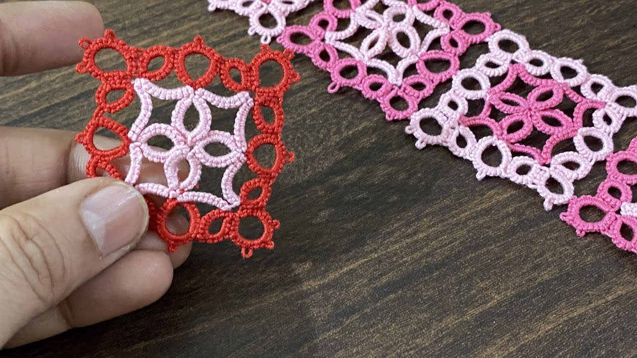 Tat beautiful square motif for various projects : shuttle tatting @threadpower4444