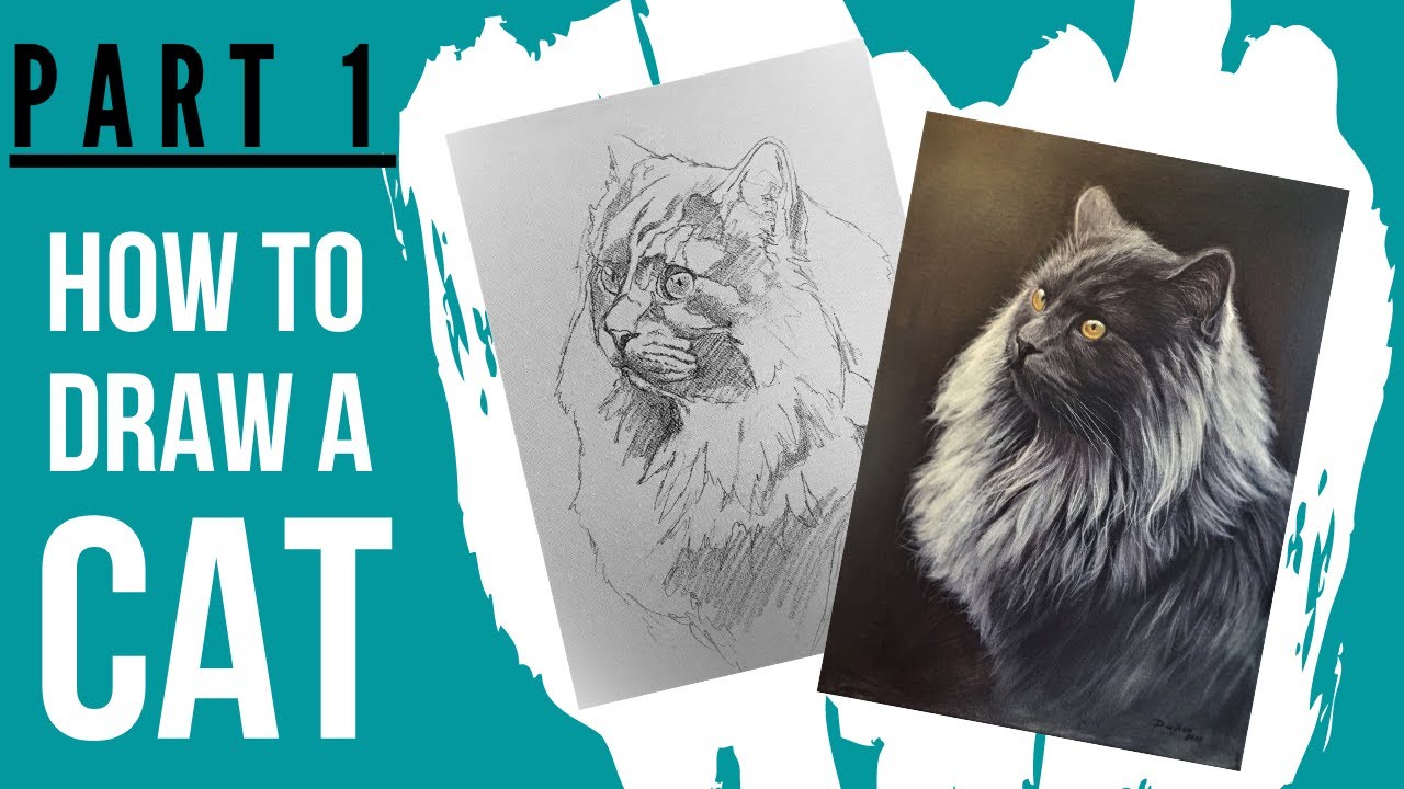 Painting A Cat in Acrylics | PART 1|  HOW TO DRAW A CAT