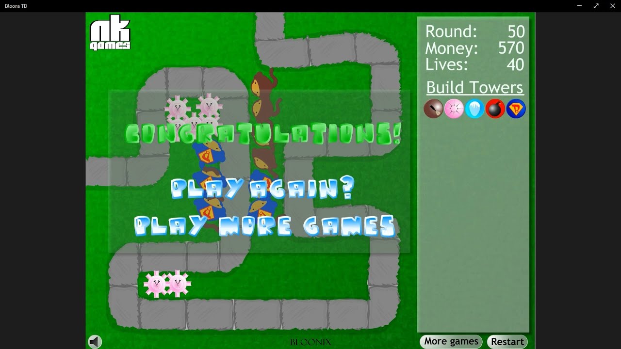 Bloons Tower Defense 1 | Gameplay | No Lives Lost