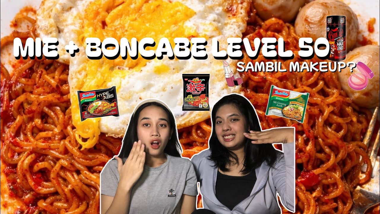 CHALLENGE MAKAN MIE + BONCABE LEVEL 50 SAMBIL MAKEUP⁉️🥵 | Angelica Elsie 