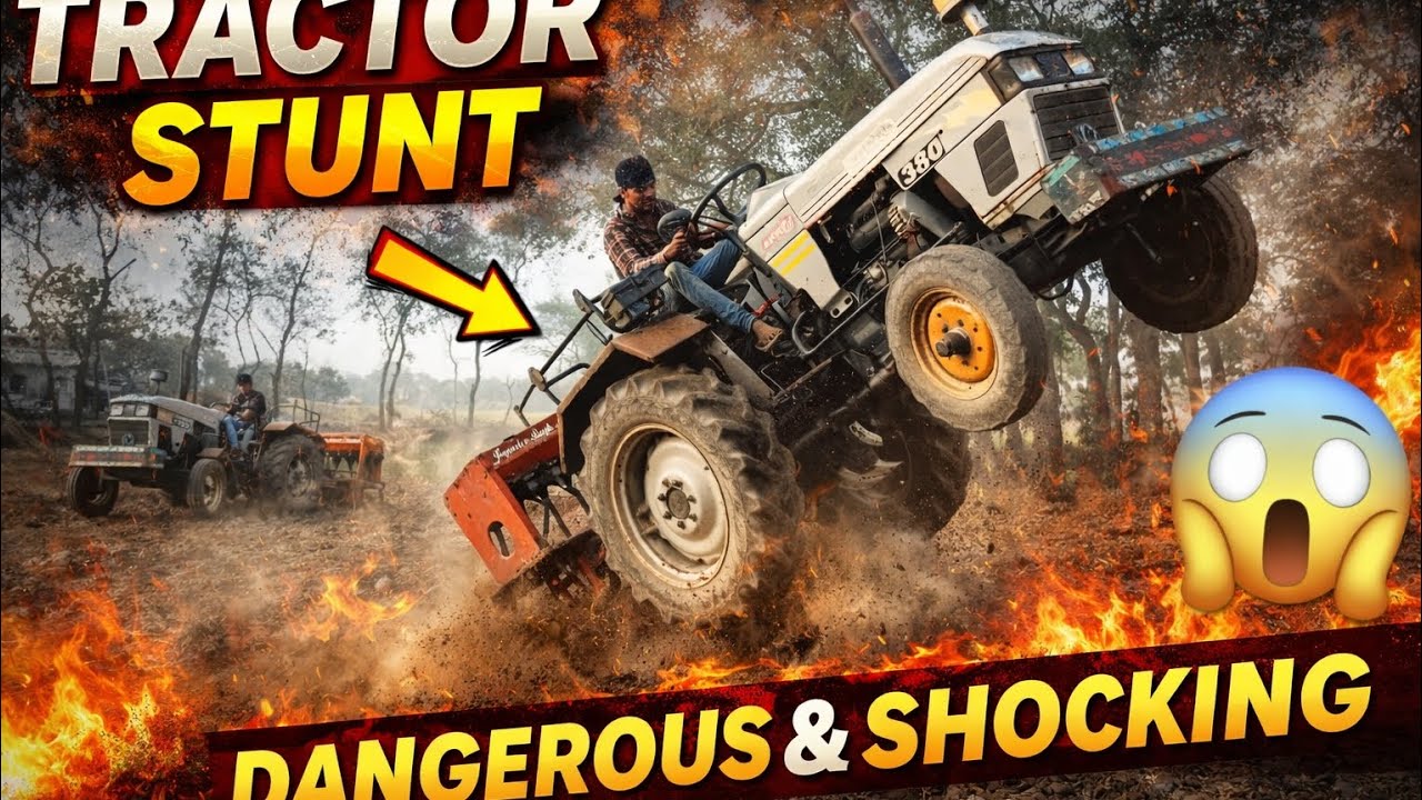 TRACTOR STUNT😱 | खेत मे ऐसा स्टंट पहले कभी नही देखा | Dangerous Tractor #tractor #stunt #dangerous 