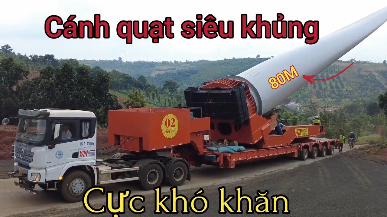 Cánh quạt khổng lồ | Khó khăn vận chuyển cánh quạt vượt con dốc cao đầy kịch tính | xe đầu kéo