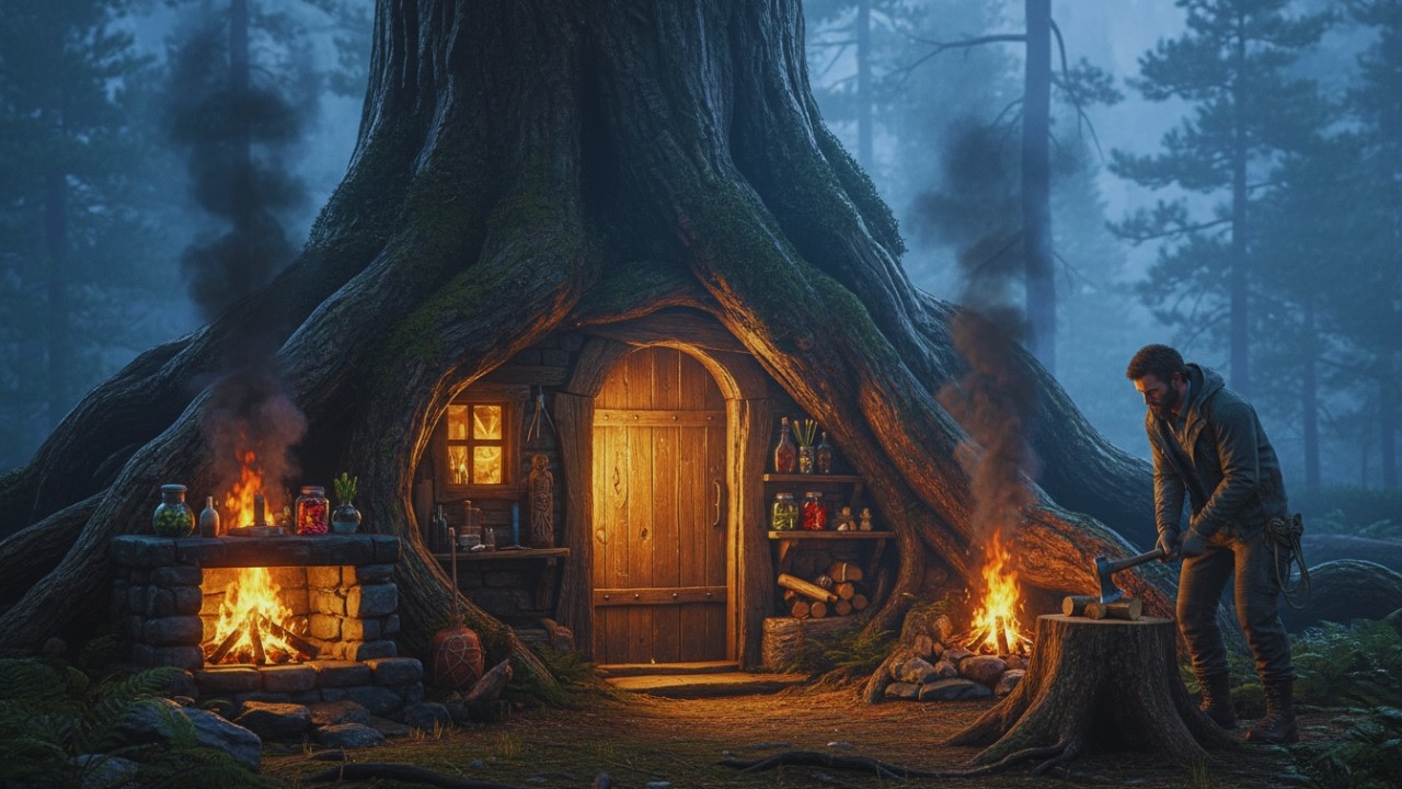 Alone in the Mountains, I Carved a Secret Underground Modern Shelter by Hand
