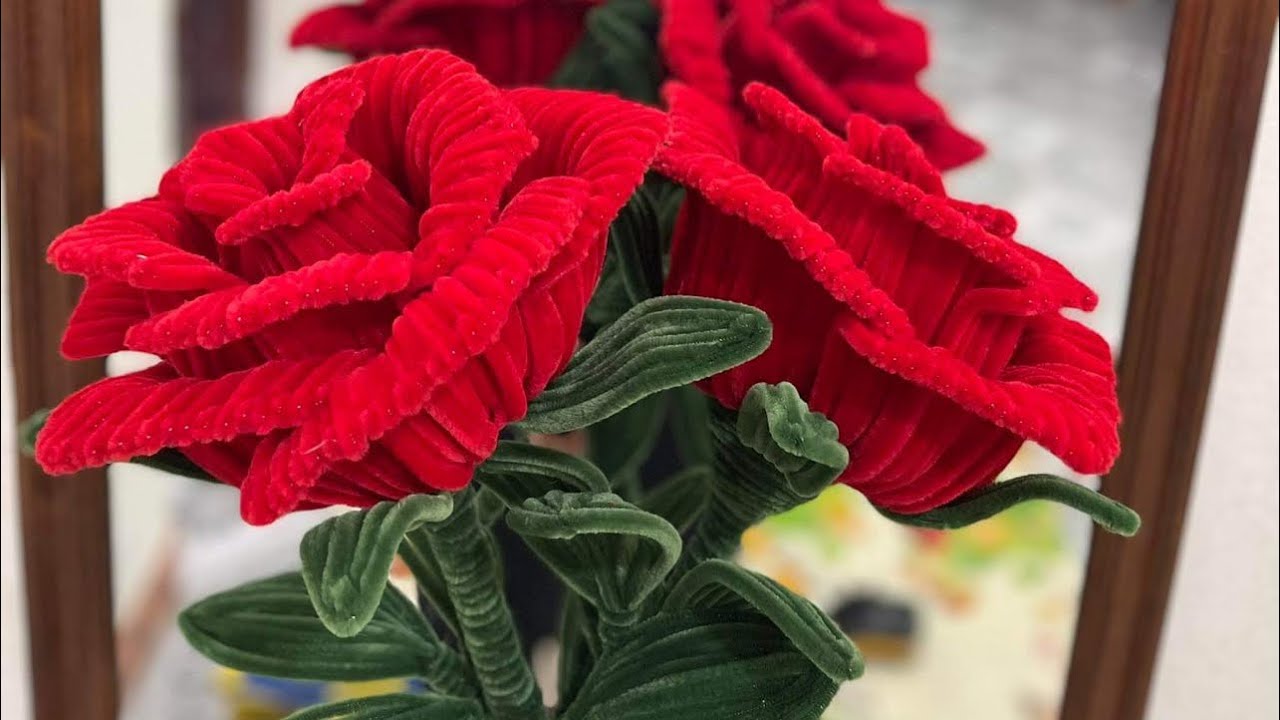 Hoa Kẽm Nhung Đơn Giản - Cách làm hoa hồng đại từ kẽm nhung - BiBon Handmade