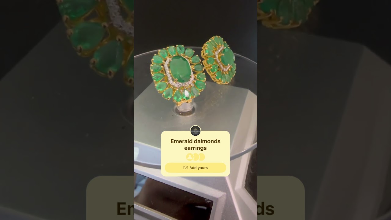 Natural emerald daimond earrings customize design 