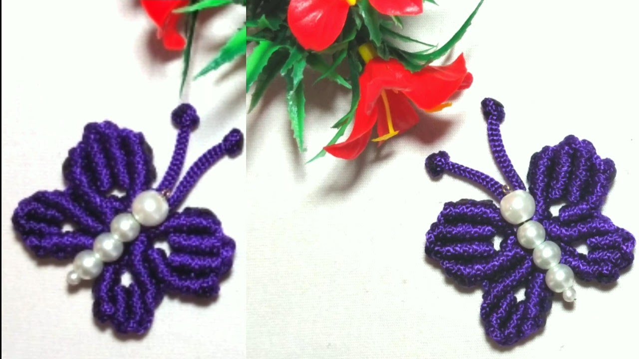 SOUVENIR,GANTUNGAN KUNCI DAN BROS KUPU-KUPU, BUTTERFLY MACRAME KEYCHAIN,BROOCH,TALIKUR,PELANGI SHOP