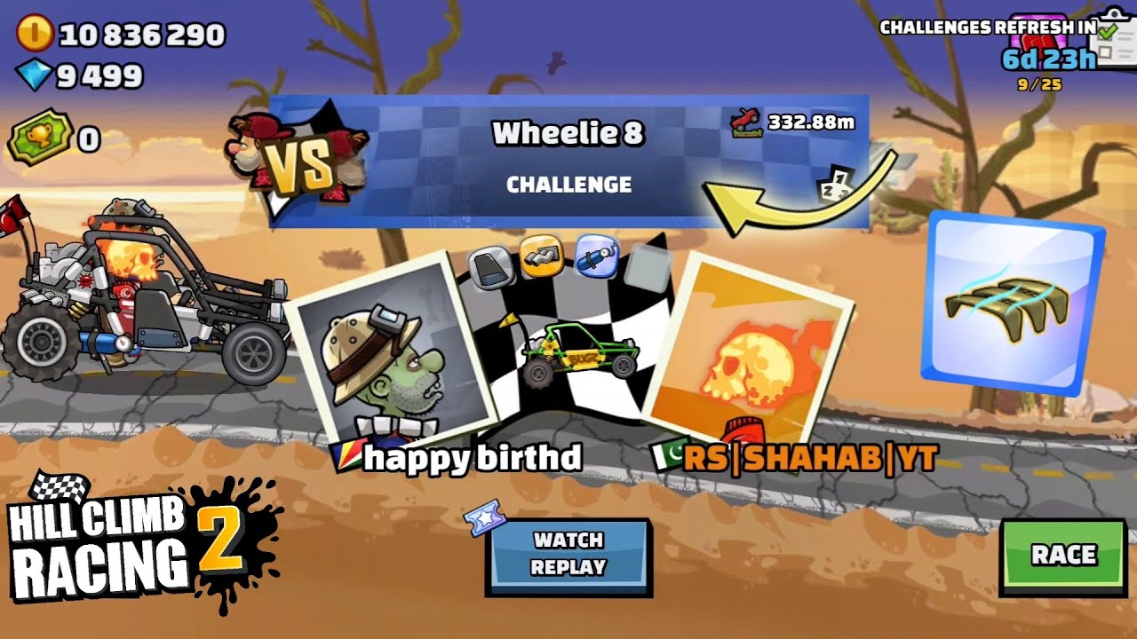 WHELIEE WITH BUGGY !! IN NEW FEATURED CHALLENGES - Hill Climb Racing 2