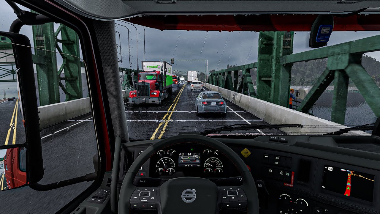 4K Realistic Ultra Graphics Heavy Rainy |American Truck Simulator Mod Snowymoon Gameplay 2025