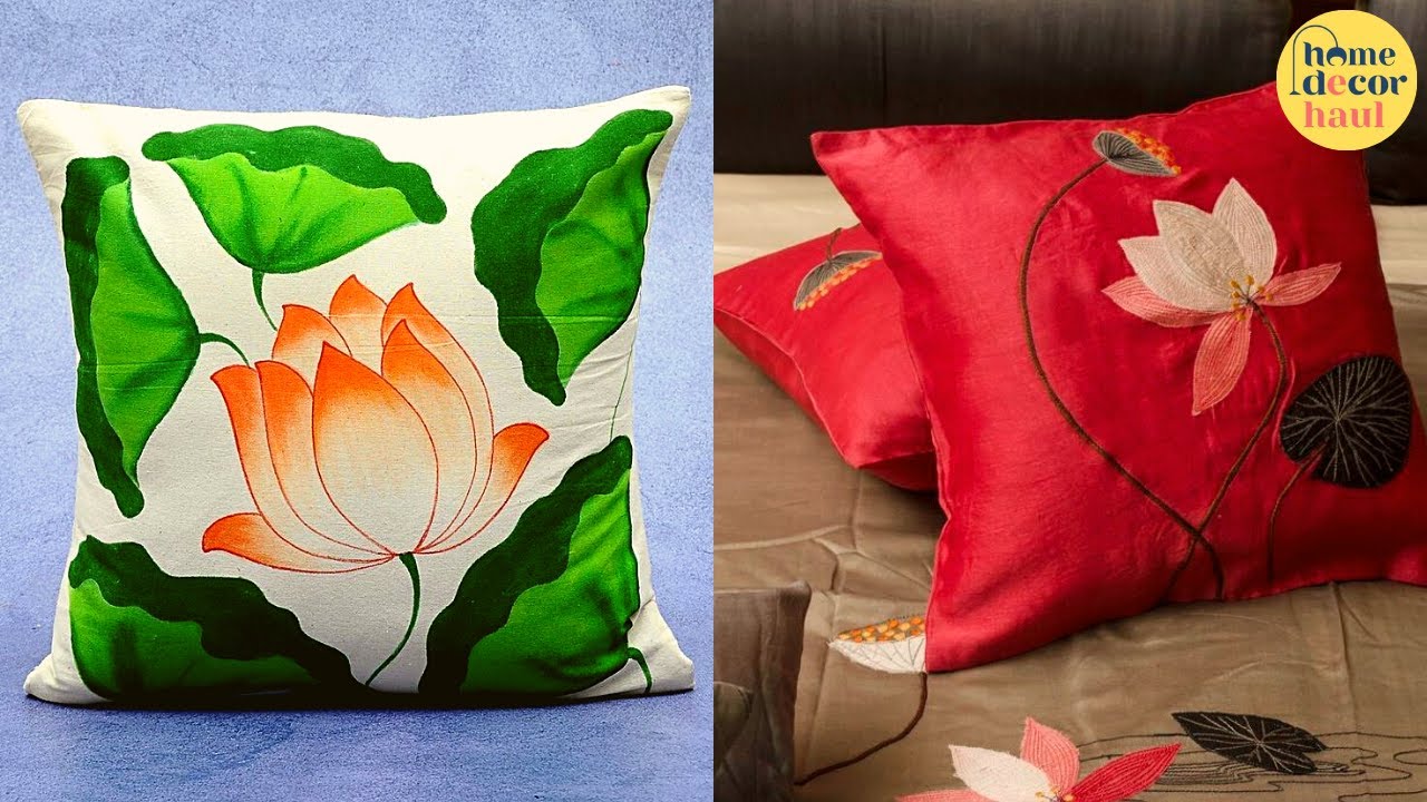 Hand Painted Cushion Cover Designs | Painting On Throw Pillow Cover Collections | Home Decor Haul