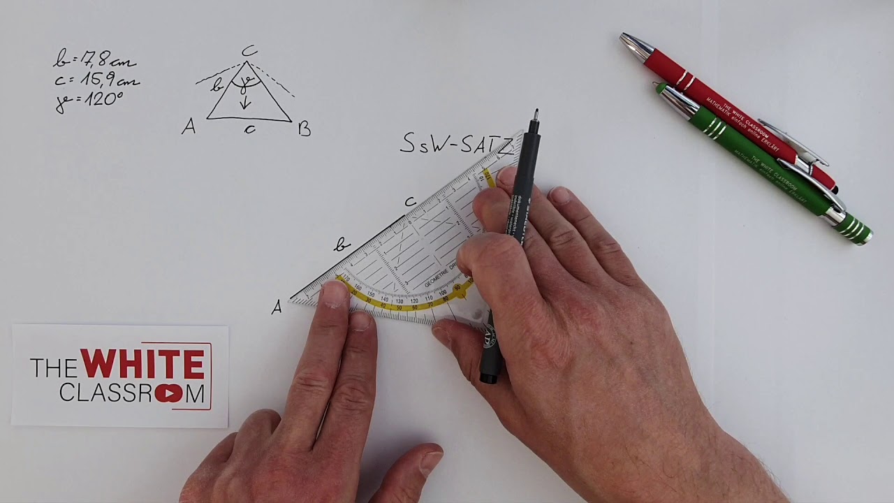KONGRUENZSATZ (SsW - SATZ / SEITE, seite, Winkel) - b = 7,8 cm, c = 15,9 cm, γ (gamma) = 120°