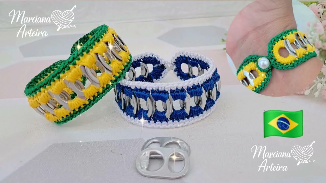 BRACELETE EM CROCHÊ/ RECICLANDO LACRE DE LATINA♻️🇧🇷